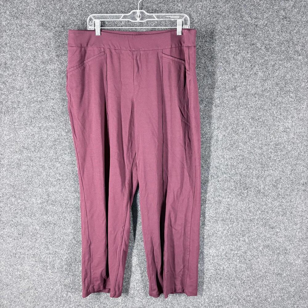 Cato Pants Women 18/20W Plus Red High Rise Flat Front Straight Pull On Pockets